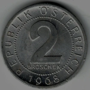 1968 2 groschen dall'Austria in condizioni NON CIRCOLATE. pz a6 - Foto 1 di 4