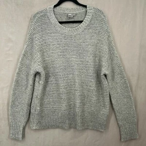 Asos Sweater Womens 10 Gray Acrylic Wool Blend Chunky Open Knit Neutral Cozy - Picture 1 of 8