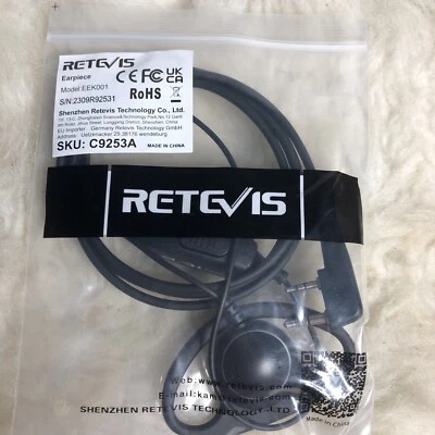 Retevis D Shape Soft Earhook 2Pin Earpiece - Image 1 of 4