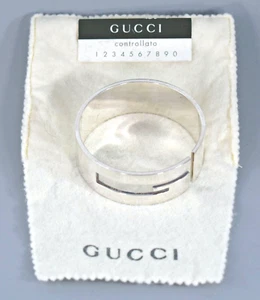 GENUINE GUCCI STERLING SILVER CUT OUT G LOGO CHUNKY BANGLE BRACELET 118g - Picture 1 of 5