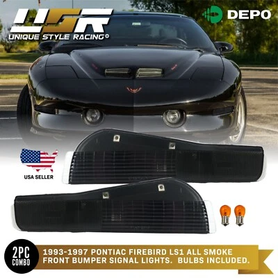 All Smoke Front Bumper Signal Lights for 1993-1997 Pontiac Firebird Trans AM LS1 Foto 1 de 4