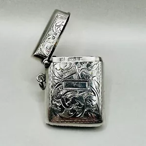 Antique Silver Vesta Case Birmingham 1919 W.J. Myatt & Co. Excellent Condition - Picture 1 of 8