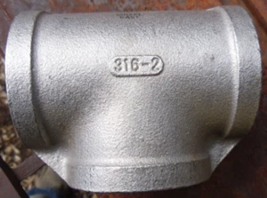CAMCO 2"  316-2 STAINLESS STEEL TEE NPT USA MACHINED HIGH QUALITY 150 PSI - Picture 1 of 4