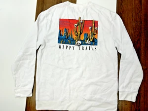 Retrofit Mens XL White Long Sleeve Graphic Shirt Happy Trail Skull Desert Cactus - Picture 1 of 13