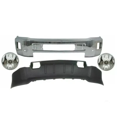 New Front Bumper Chrome Valance & Fog Light Set 4Pc For 2015-18 Silverado 2500HD Foto 1 de 4