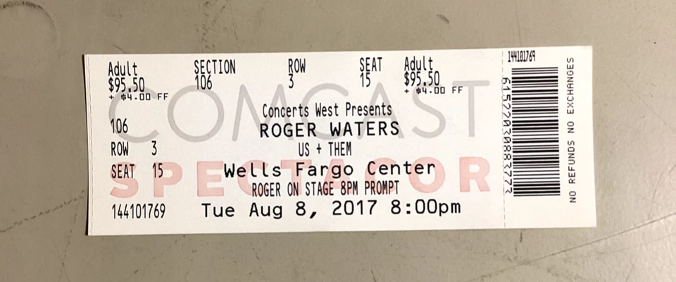 ROGER WATERS - 8/8/2017 - Wells Fargo Center - Philadelphia, PA - Image 1 of 2