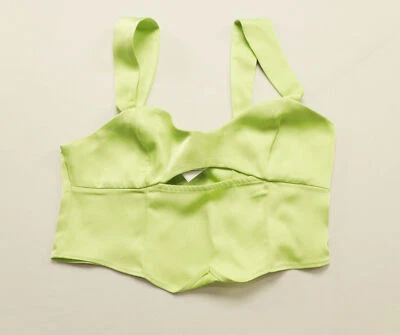 Topshop Women's Fit Petite Corset Cut Out Top BL8 Apple Green Size: US 4 - Image 1 of 3