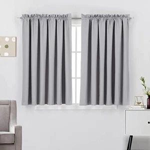 2 PC Thermal Insulated 100% Blackout Rod Pocket Window Curtain Panel Drapes Set - Picture 1 of 73