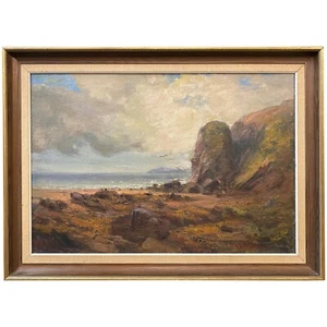 Robert Hamilton Oil Painting Coastal Landscape of a Rocky Shore - Picture 1 of 8