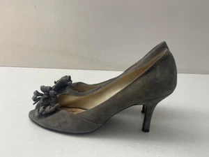 Zara Basic Ladies Grey Suede Peep Toe Court Heeled Shoes UK Size 5 EUR 38 -A106 - Picture 1 of 7