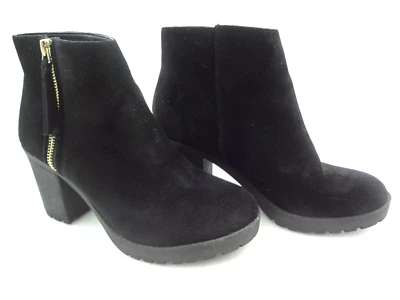 Material Girl Bota de Gamuza Negra Cremallera Talla 8 3" Tacón Foto 1 de 4