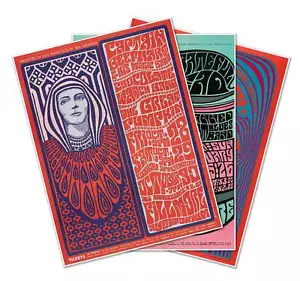 3er Set (drei) Fillmore Grateful Dead Captain Beefhart Konzert Poster Drucke - Bild 1 von 12