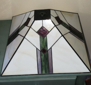 Pyramid Stained Glass Shade Tiffany Style Mission Lamp Shade 15 x15 x7”