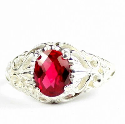 CREATED RUBY Sterling Silver Ladies Ring -Handmade • SR113 - Image 1 of 4