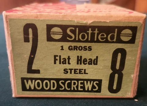 Vintage (122) Slotted Flat Head Steel Wood Screws 2" #8 New Old Stock Cover