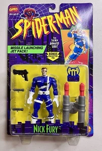 Vintage 1995 Spider-Man Animated Series NICK FURY Action Figure Toy Biz ~ MOC - Picture 1 of 4