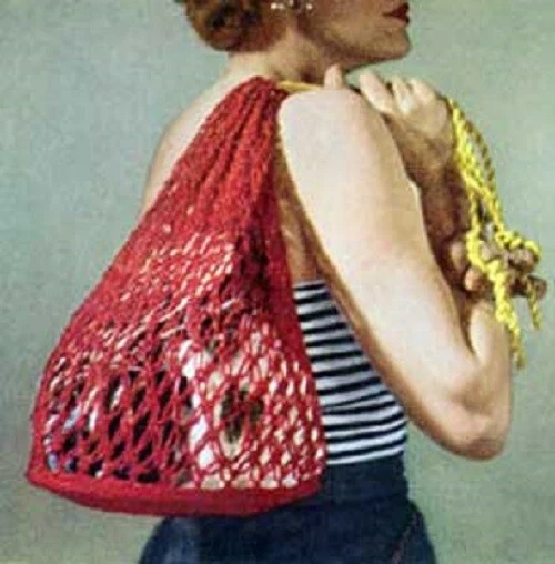 Vintage Crochet Beach Bag CROCHET PATTERN ONLY - Image 1 of 1