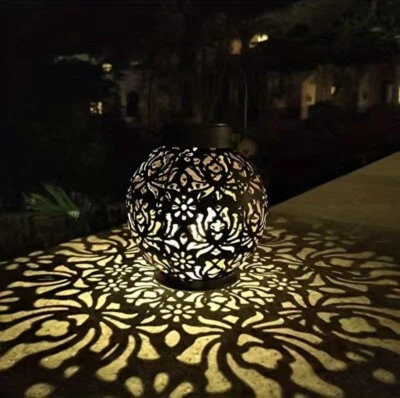 Juego de 3 luces solares negras y doradas para patio trasero jardín fogata impermeable Foto 1 de 4