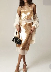 J.Crew 2-pc Collection sequin paillette midi skirt / Crop Camisole - XS - Beige - Picture 1 of 12