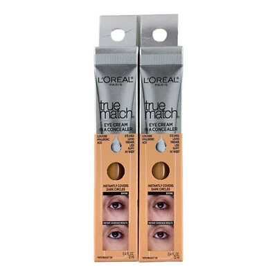 L'Oreal True Match Eye Cream Concealer w/ Hyaluronic Acid C5-6 Medium LOT OF 2 - Image 1 of 4