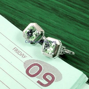 Natural Green amethyst Gemstone with 925 sterling silver Cufflinks for men's #09 - Picture 1 of 3