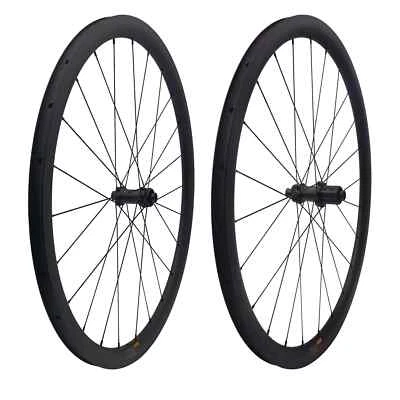 700c Road Bike Carbon Wheelset Depth 35mm Width 28mm Disc Brake 36T Ratchet Hub - Image 1 of 4