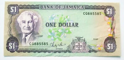 1987 JAMIACA ONE DOLLAR NOTE - UNCIRCULATED - Image 1 of 2