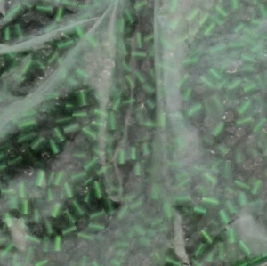 Czech vintage silver lined green bugle seed glass beads Jablonex 50g  - Picture 1 of 2