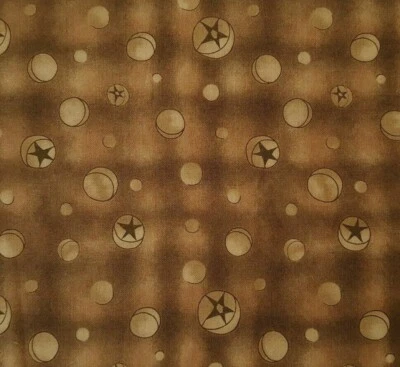 Haunted Hollow II BTY Jacqueline Paton Red Rooster Tonal Brown Circle Star - Image 1 of 3