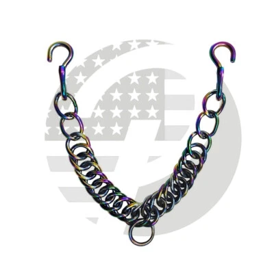 PRO IRON GEAR Rainbow Western English Bit,Curb Chain Stainless Steel Double Link with Hooks