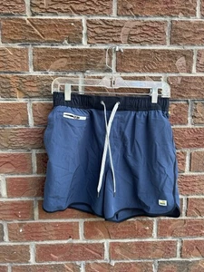 Vuori Shorts Medium Blue Brown Trim V366 Stretch Performance Lightweight Unlined - Picture 1 of 3