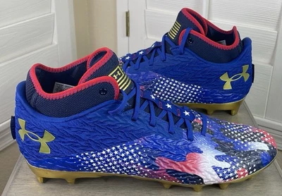 Under Armour Spotlight Clone 4 MC USA Blue Football Cleats 3027296 400, Men's 14 - Image 1 of 4