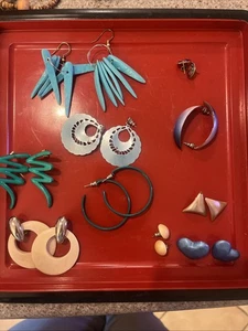 Vintage 80er/90er Jahre Konvolut 10 gebrauchte Damenmode Faux Kostüm Ohrringe - Bild 1 von 6