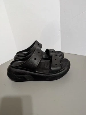 Crocs, Women's Size 7 (Men's Size 5) Platform Double Band Crush Sandals, Black. - Image 1 of 4