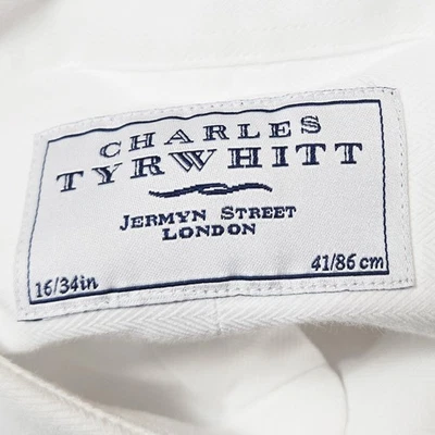 Charles Tyrwhitt Men's 16x34 White Herringbone Dress Shirt 116036 - Image 1 of 4