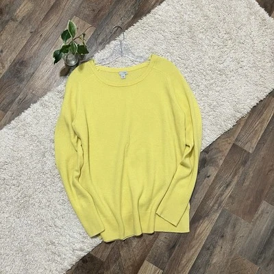 Halogen Size Large Yellow Crewneck Pullover 100% Cashmere Sweater - Image 1 of 4