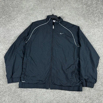Chaqueta Nike Para Hombre Grande Negra Blanca Swoosh Calentamiento Malla Forrada Ajuste Seco Cremallera Completa Foto 1 de 4