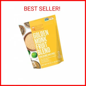 BetterBody Foods Golden Monk Fruit Sweetener Blend (16 Oz) Sugar Substitute, Zer - Picture 1 of 2