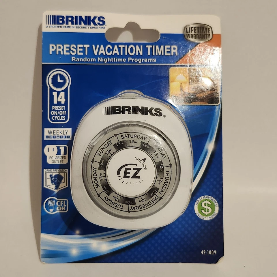 Brinks EZ - Dial Preset 7 Day Vacation Security Light Timer 42-1009 A1861v