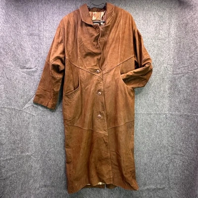 Chaqueta Abrigo Hombre G-III Cuero Marrón Largo Medio M Gamuza Forrada Foto 1 de 4