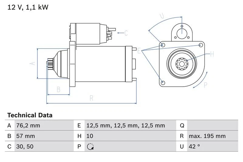 Bosch De Arranque Para AUDI A3 1.2 TSI 0 986 020 330 Foto 1 de 2