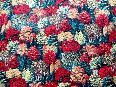 Fabric Red Rooster "Foliage" Runner Fall Trees of Gold, Orange, Yellow $2.25 - Image 1 of 4