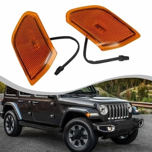 Amber LED Light Pair for Front Fender of 20For 18 For Jeep For Wrangler For JL - Picture 1 of 12