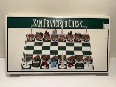 San Francisco Chess Set Big League Promotions 2001 Trolley Cars Golden Gate New - Image 1 of 4