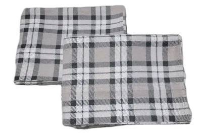 Juego de 2 fundas de almohada de franela a cuadros gris y negro y azul 20 X 31 estándar/queen Foto 1 de 4