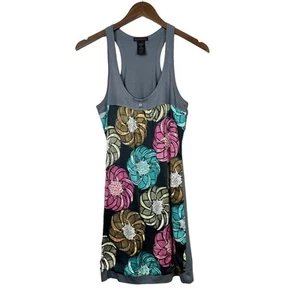 Custo Barcelona Sz 2, S Silk Blend Gray Tank Sequin Floral Bubble Hem Mini Dress - Picture 1 of 9
