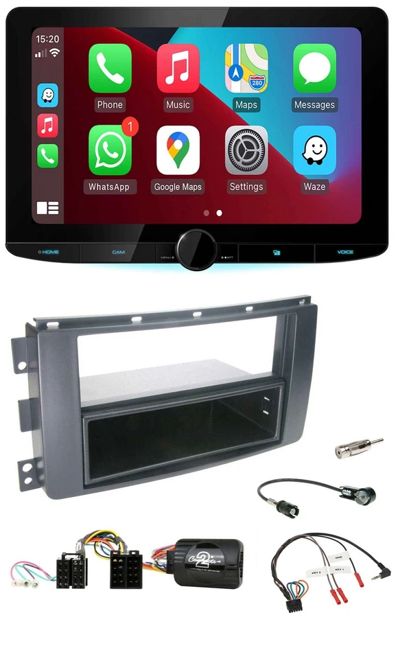 Kenwood Lenkrad USB DAB Bluetooth Autoradio für Smart ForFour 2004-2006 schwarz - Bild 1 von 4