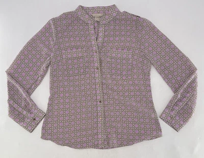 Blusa Banana Republic Factory Marrón Púrpura Geo Basket Tejido Gasa Transparente PM Foto 1 de 4