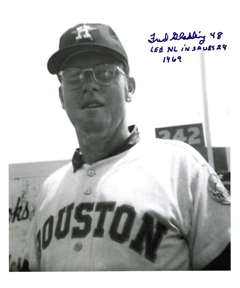 FRED GLADDING HOUST ASTROS #48 28 SAVES'69 dec 15   autographed 8x10 photo w/COA - Image 1 of 1