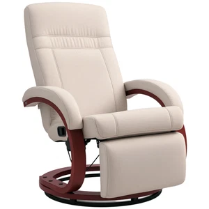 HOMCOM Manual Recliner Swivel Reclining Chair with Footrest Armrests Beige - Picture 1 of 12